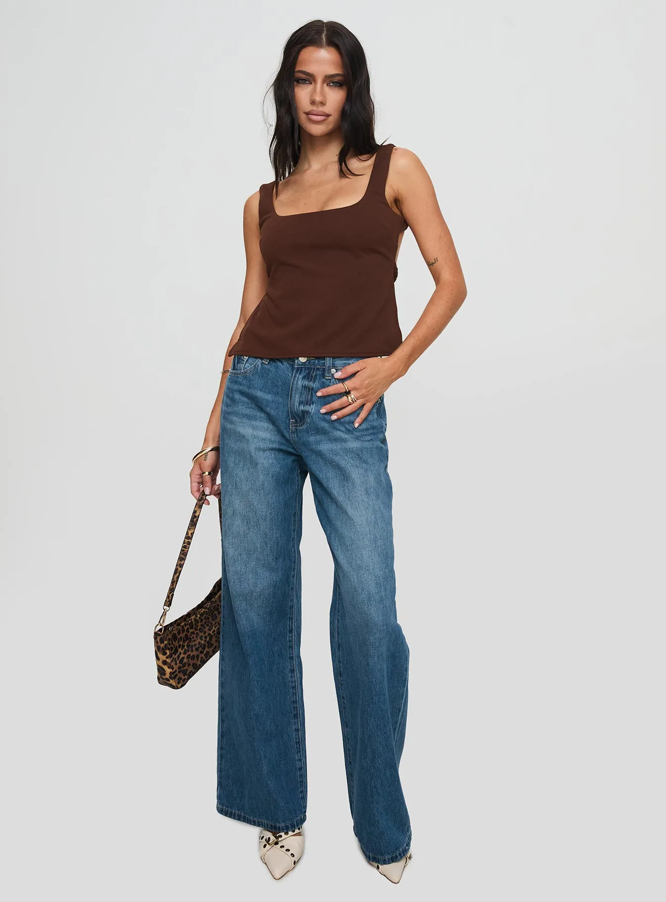 Colemane Mid Rise Denim Jeans Mid Blue