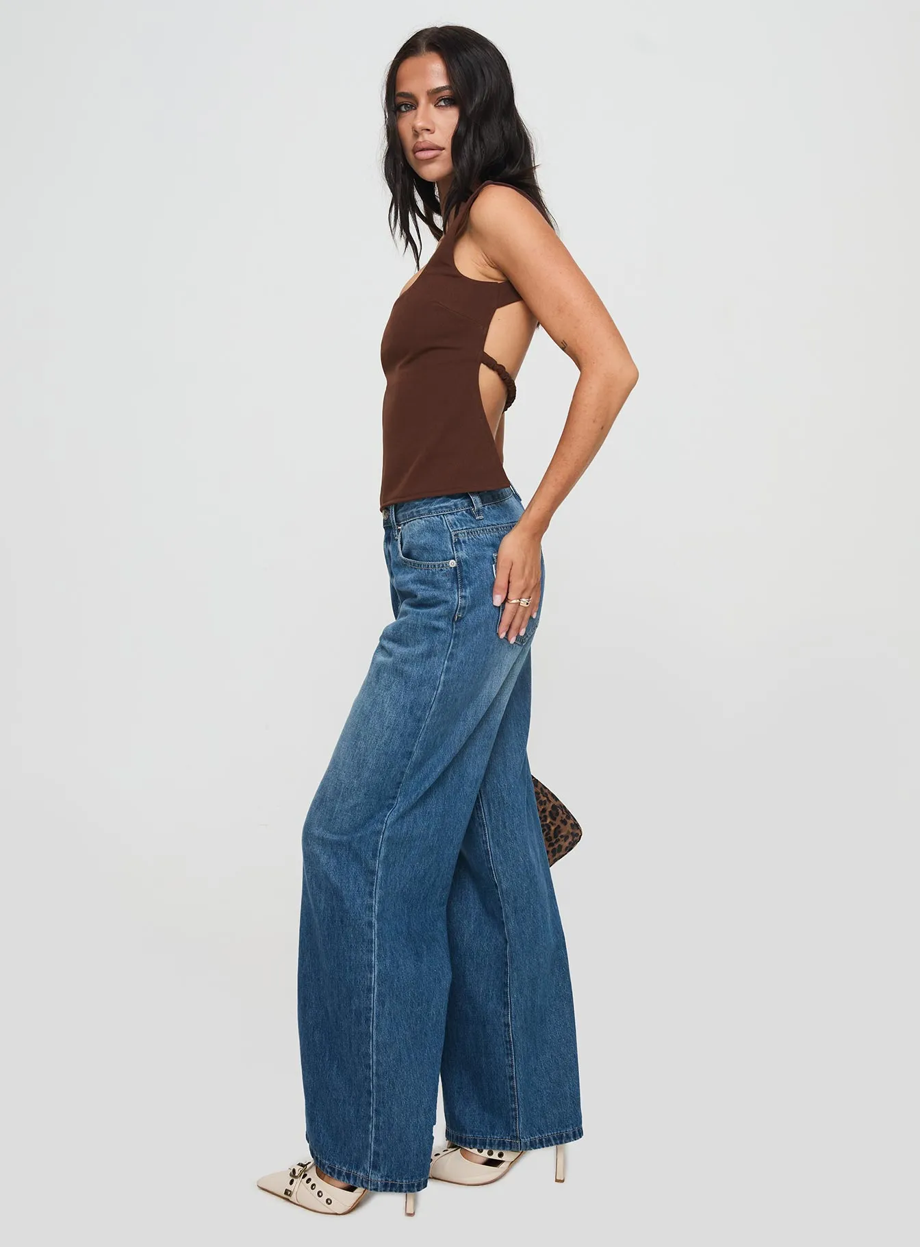 Colemane Mid Rise Denim Jeans Mid Blue