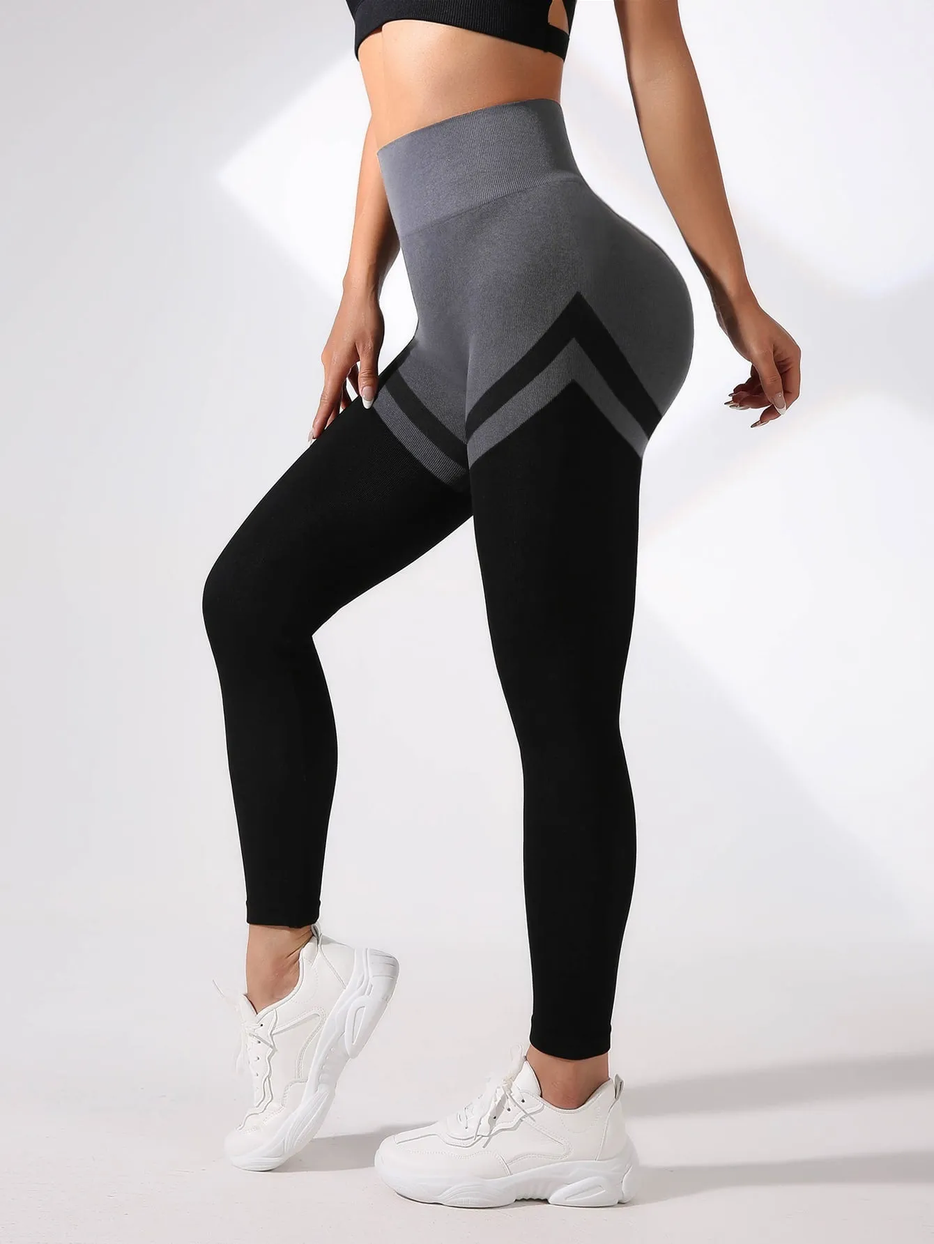 Colorblock Wide Waistband Sports Leggings