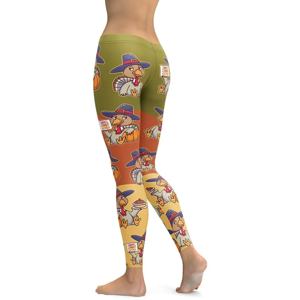 Colorful Turkey Print Leggings