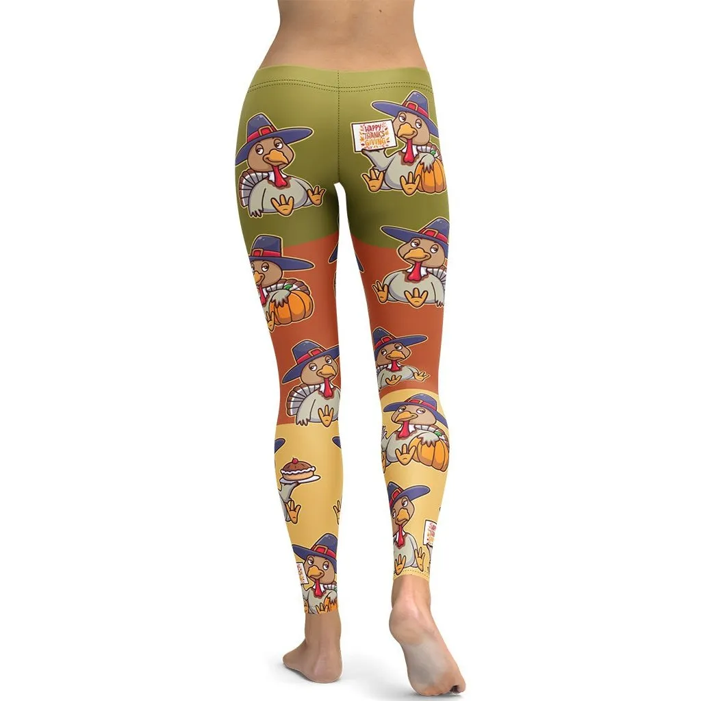 Colorful Turkey Print Leggings