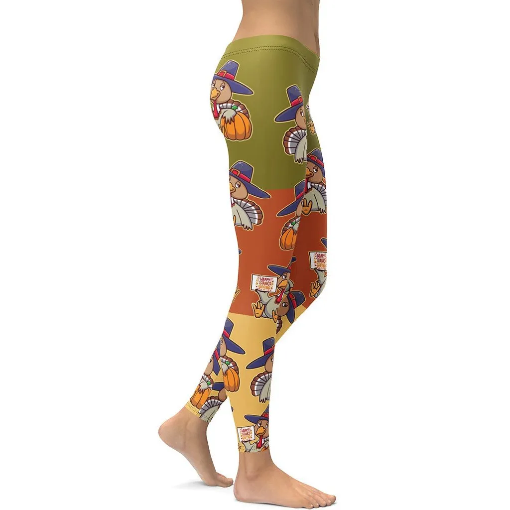 Colorful Turkey Print Leggings