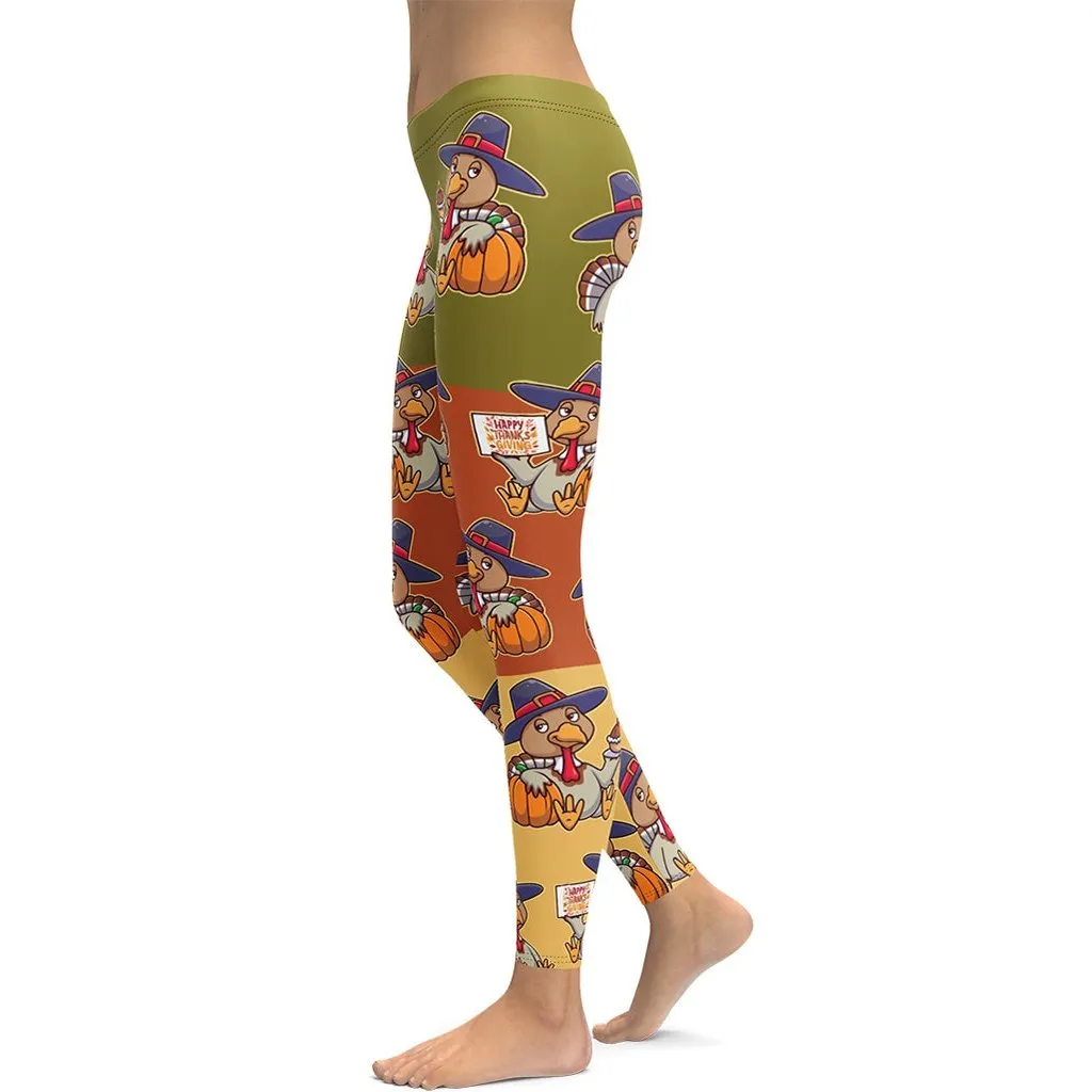 Colorful Turkey Print Leggings