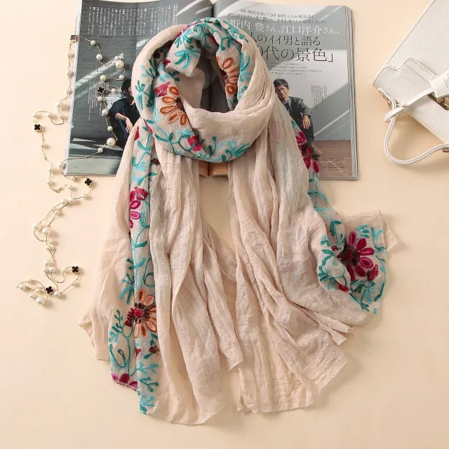 Cotton Vintage Floral Printed Scarf Bandana Shawl #9102