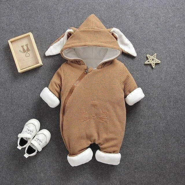 Cozy Bunny Eared Fleece Toddler Romper for Autumn & Winter Snuggles