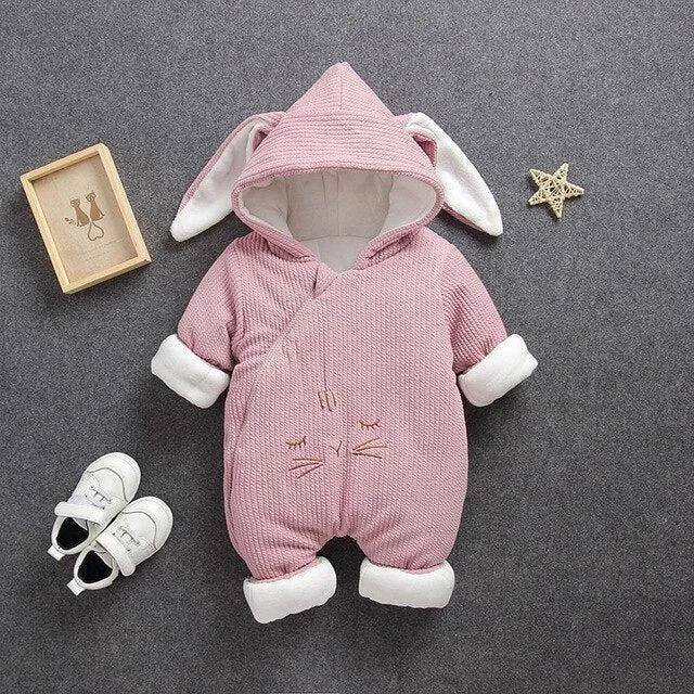 Cozy Bunny Eared Fleece Toddler Romper for Autumn & Winter Snuggles