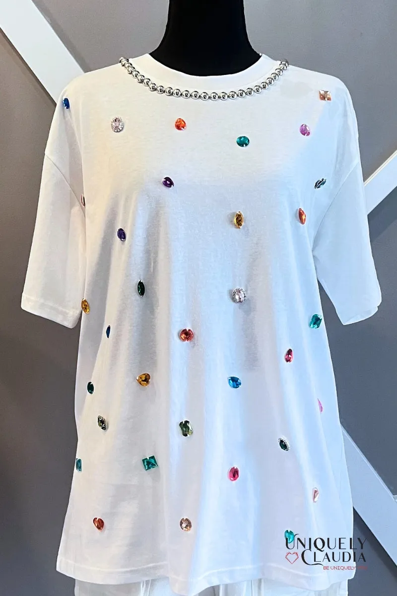 Crown Jewels Embellished Cotton Tee