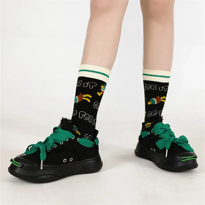 Cute Duck Bill 3D Striped Medium Tube Socks