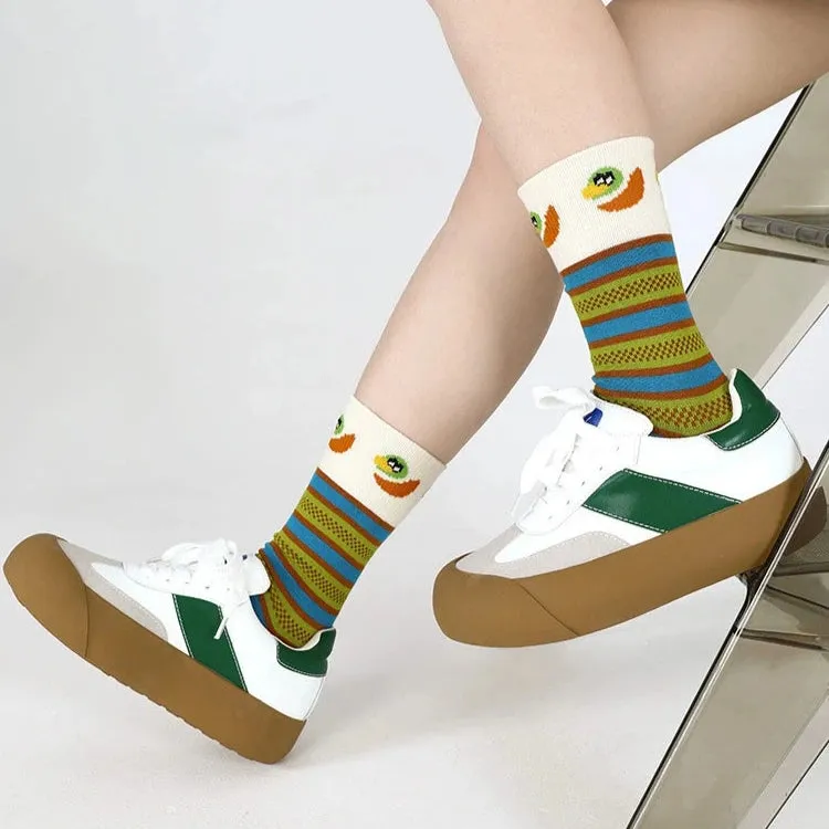 Cute Duck Bill 3D Striped Medium Tube Socks