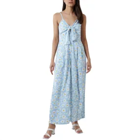 Daisy Print Tie Front Jumpsuit | Cornflower Blue