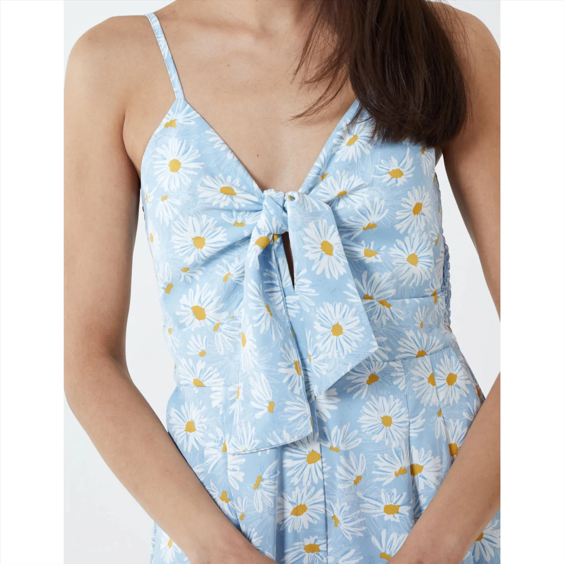 Daisy Print Tie Front Jumpsuit | Cornflower Blue