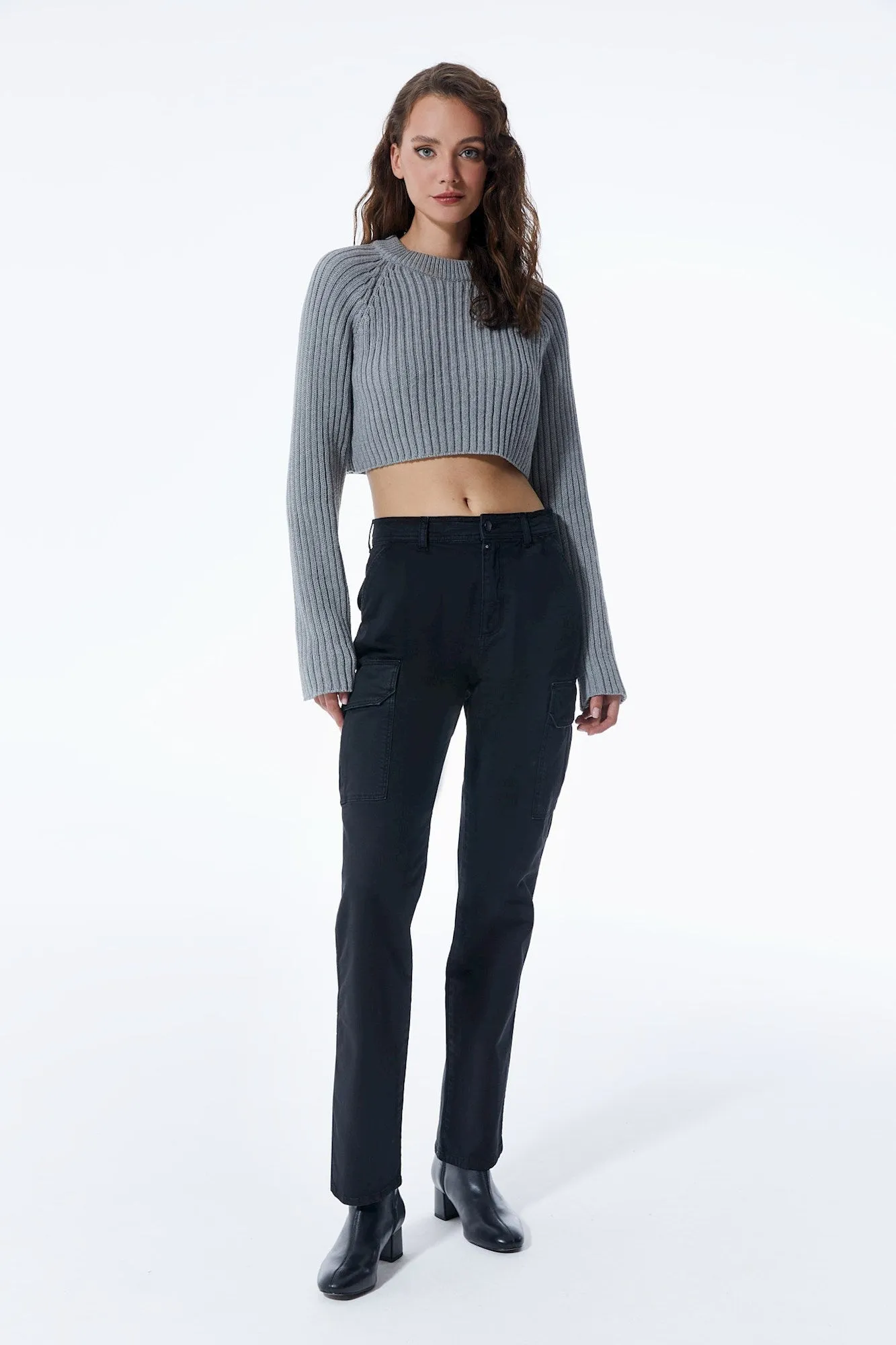 Daphne High Waist Cargo Pants Black