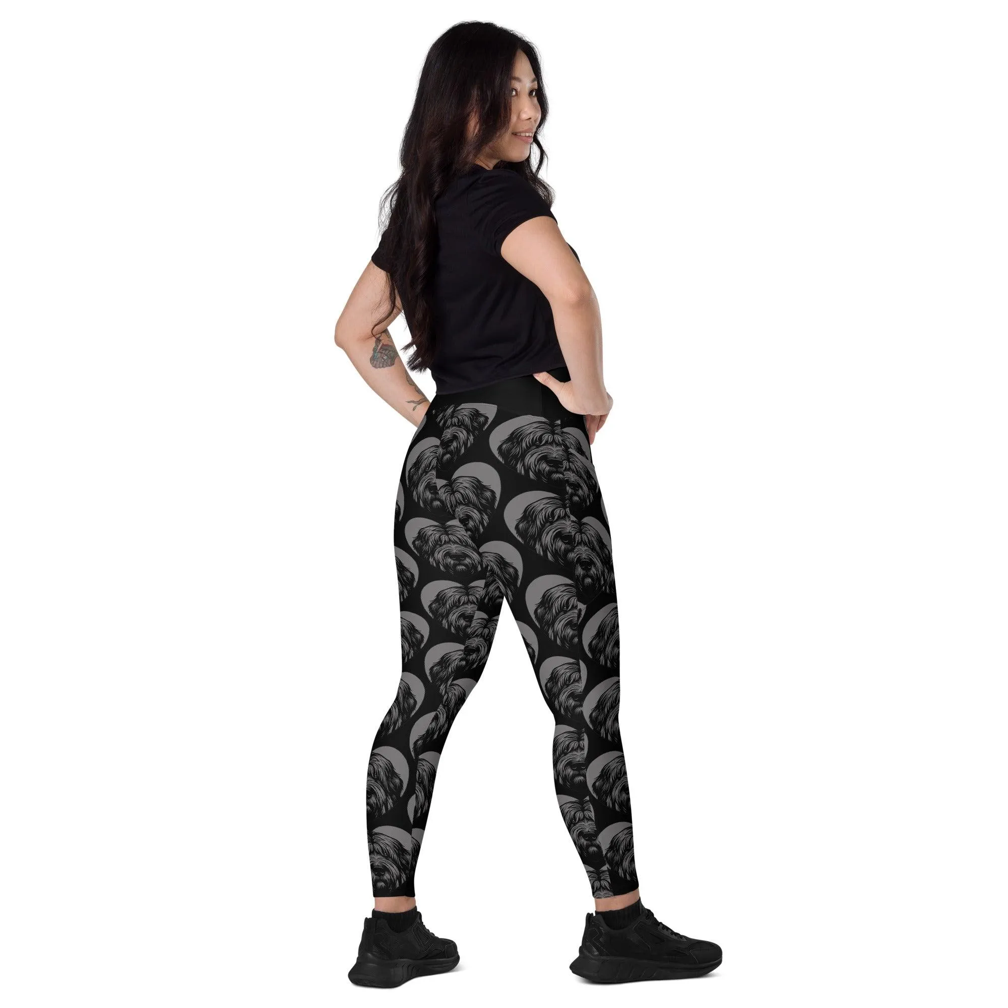 DOG BREED LEGGINGS with pockets - BRIARD - HERTTAHOUND - grey