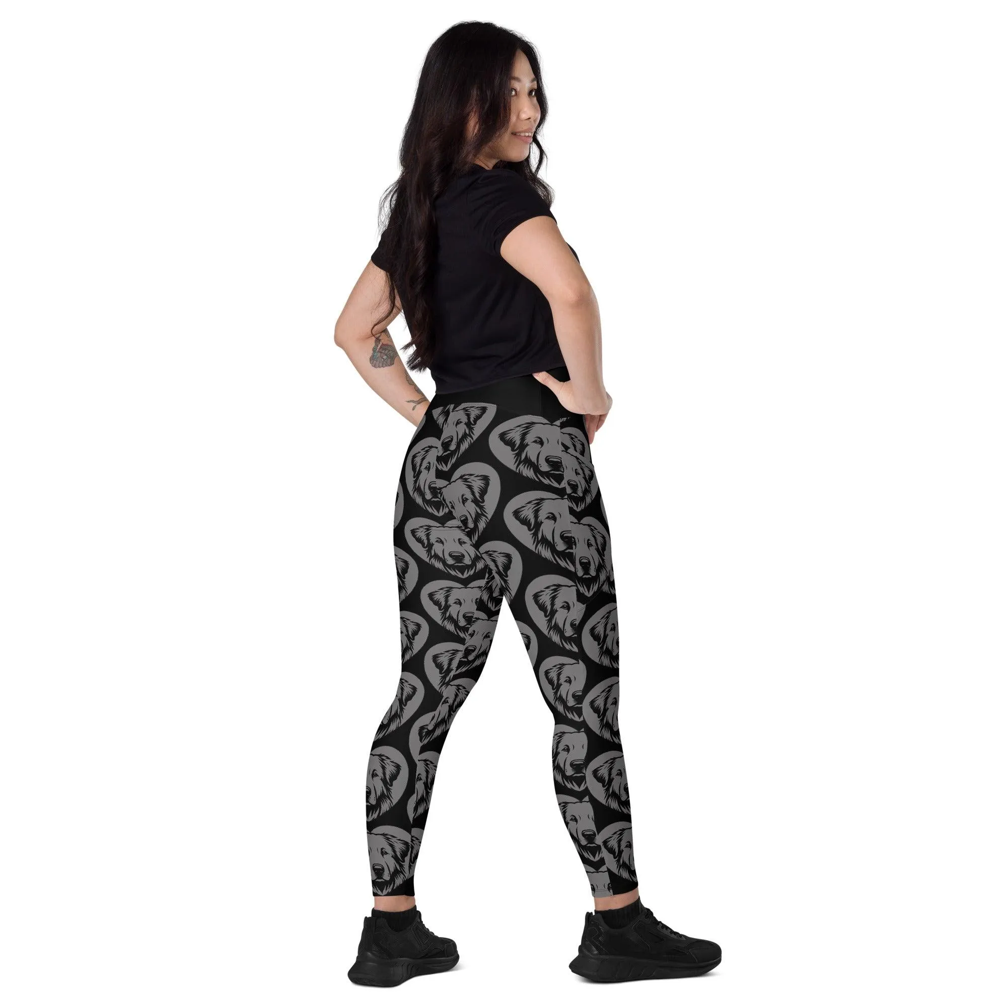 DOG BREED LEGGINGS with pockets - KUVASZ - HERTTAHOUND - grey