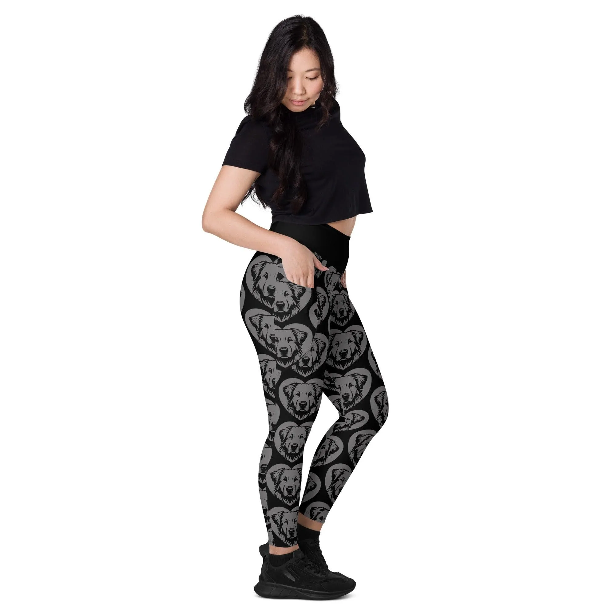 DOG BREED LEGGINGS with pockets - KUVASZ - HERTTAHOUND - grey