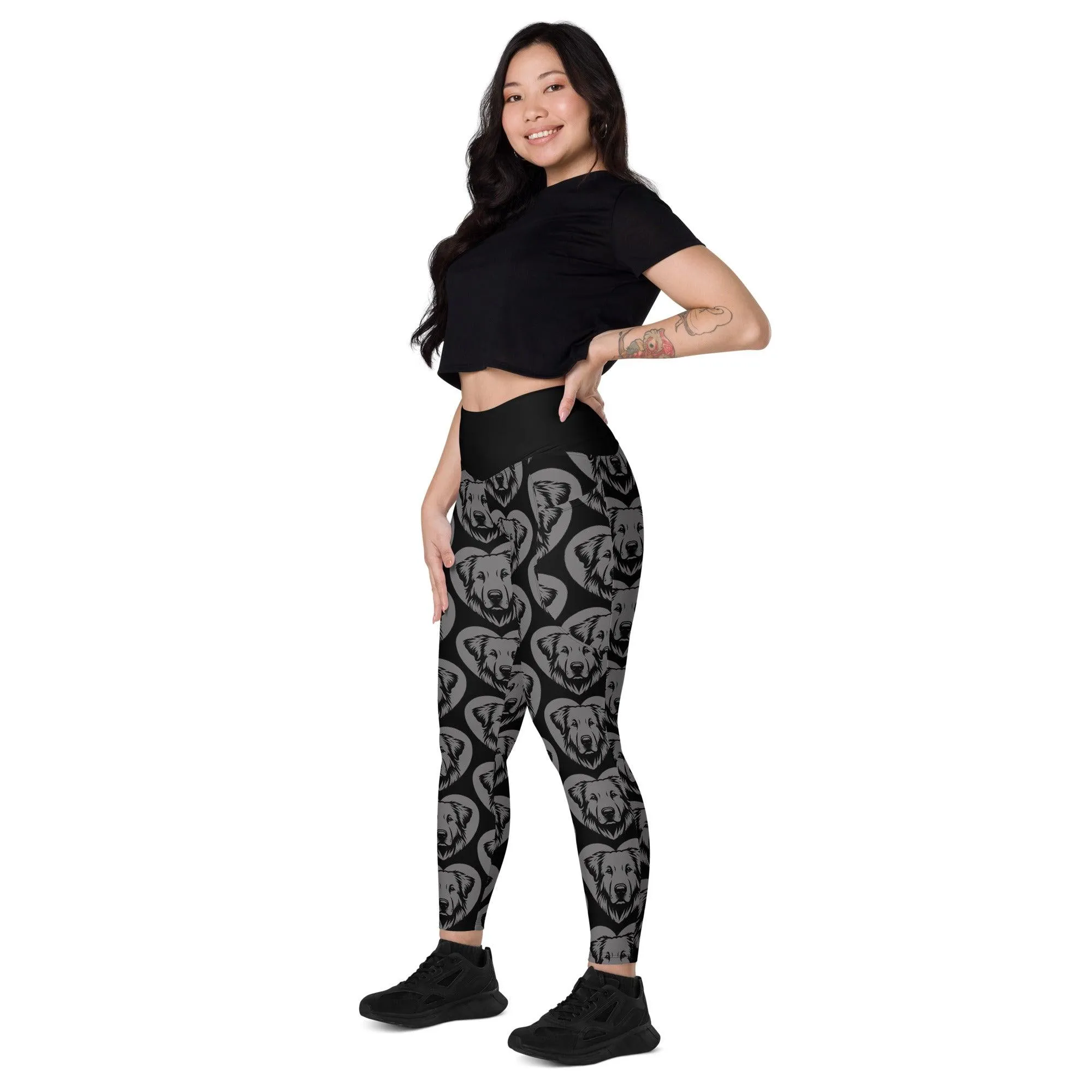 DOG BREED LEGGINGS with pockets - KUVASZ - HERTTAHOUND - grey