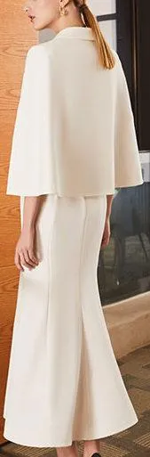 Double-Breasted Belted Cape-Dress