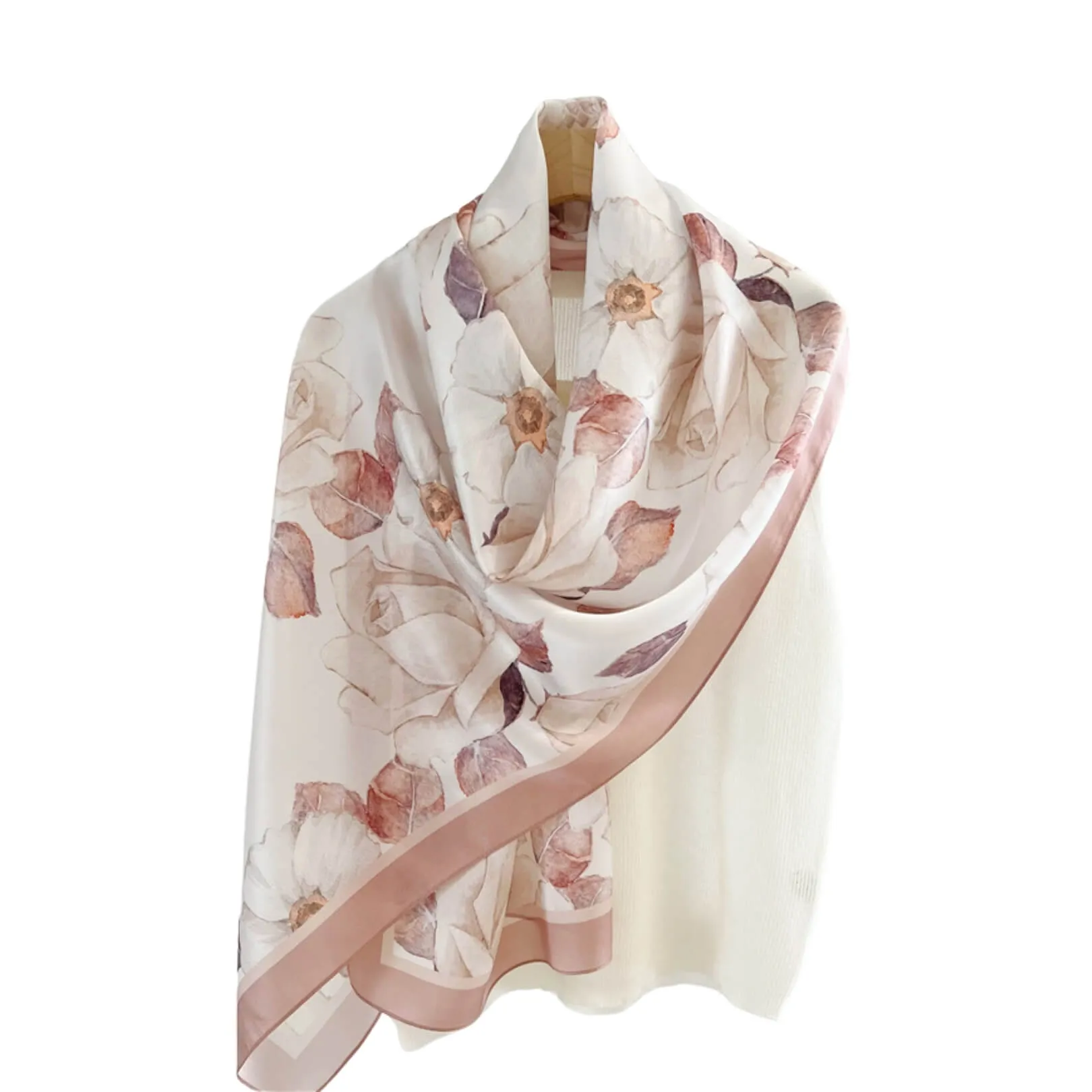 Dusky Rose Pure Mulberry Silk Extra Large Long Scarf