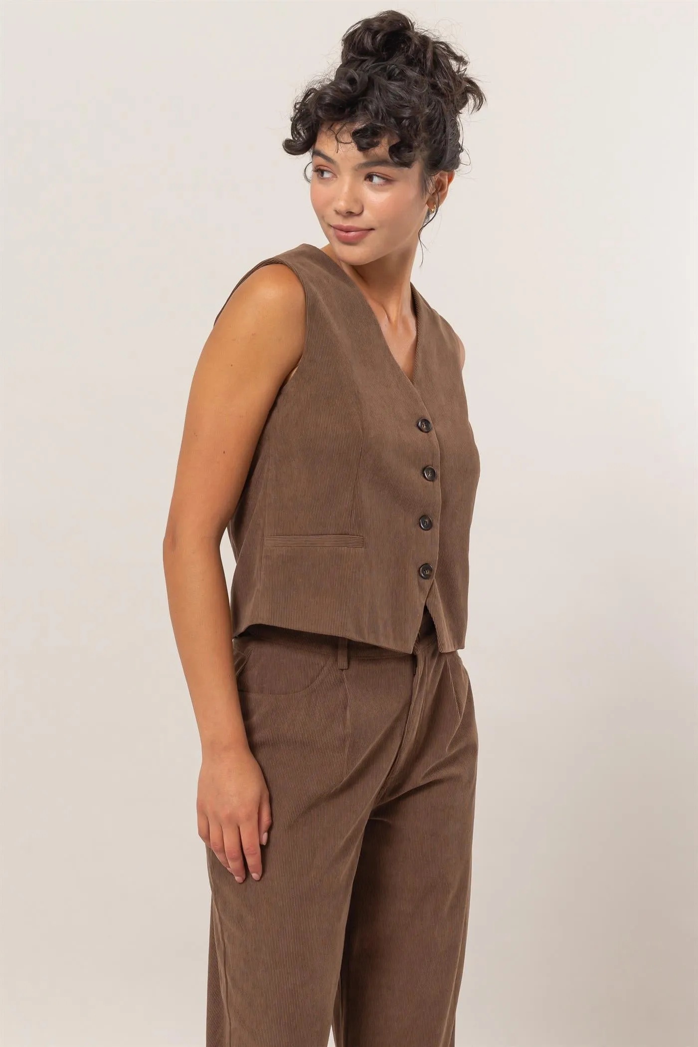 DZ24G009-SET-Corduroy Vest And Pants Two-Piece Set