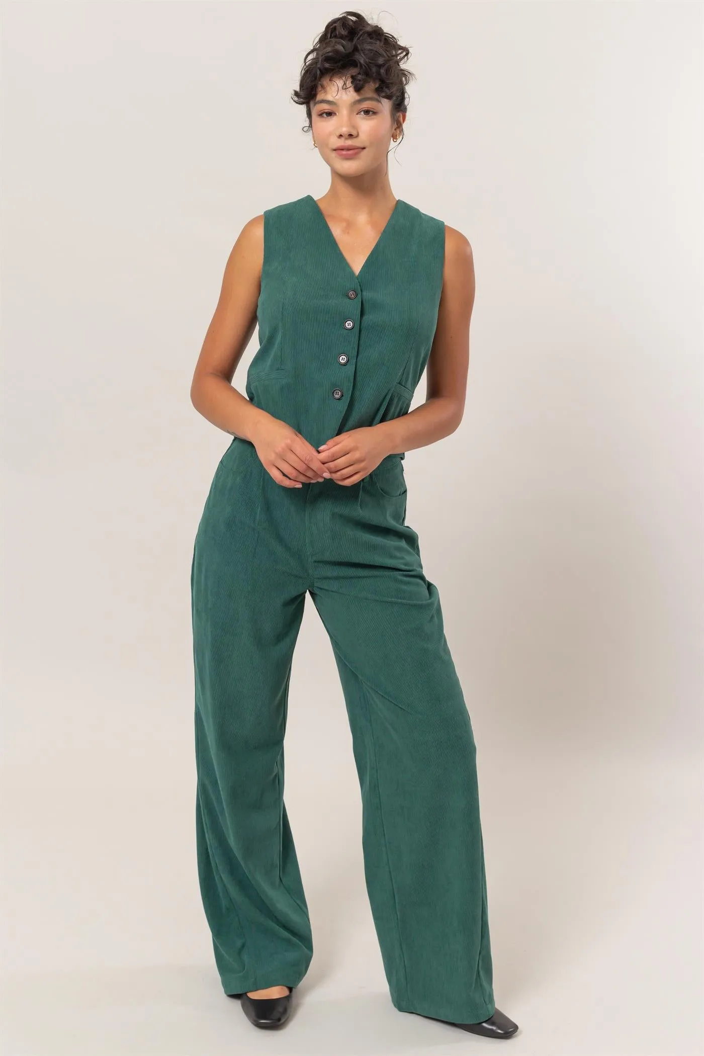 DZ24G009-SET-Corduroy Vest And Pants Two-Piece Set