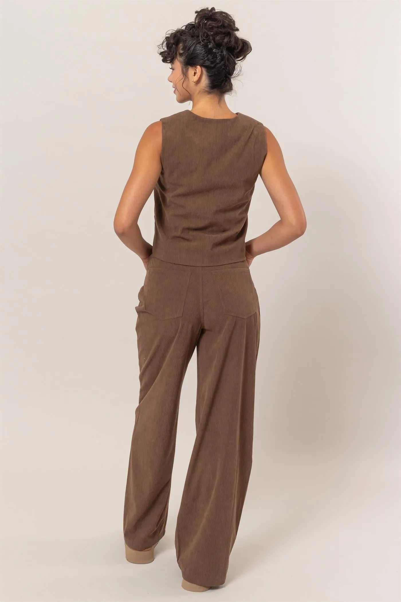 DZ24G009-SET-Corduroy Vest And Pants Two-Piece Set