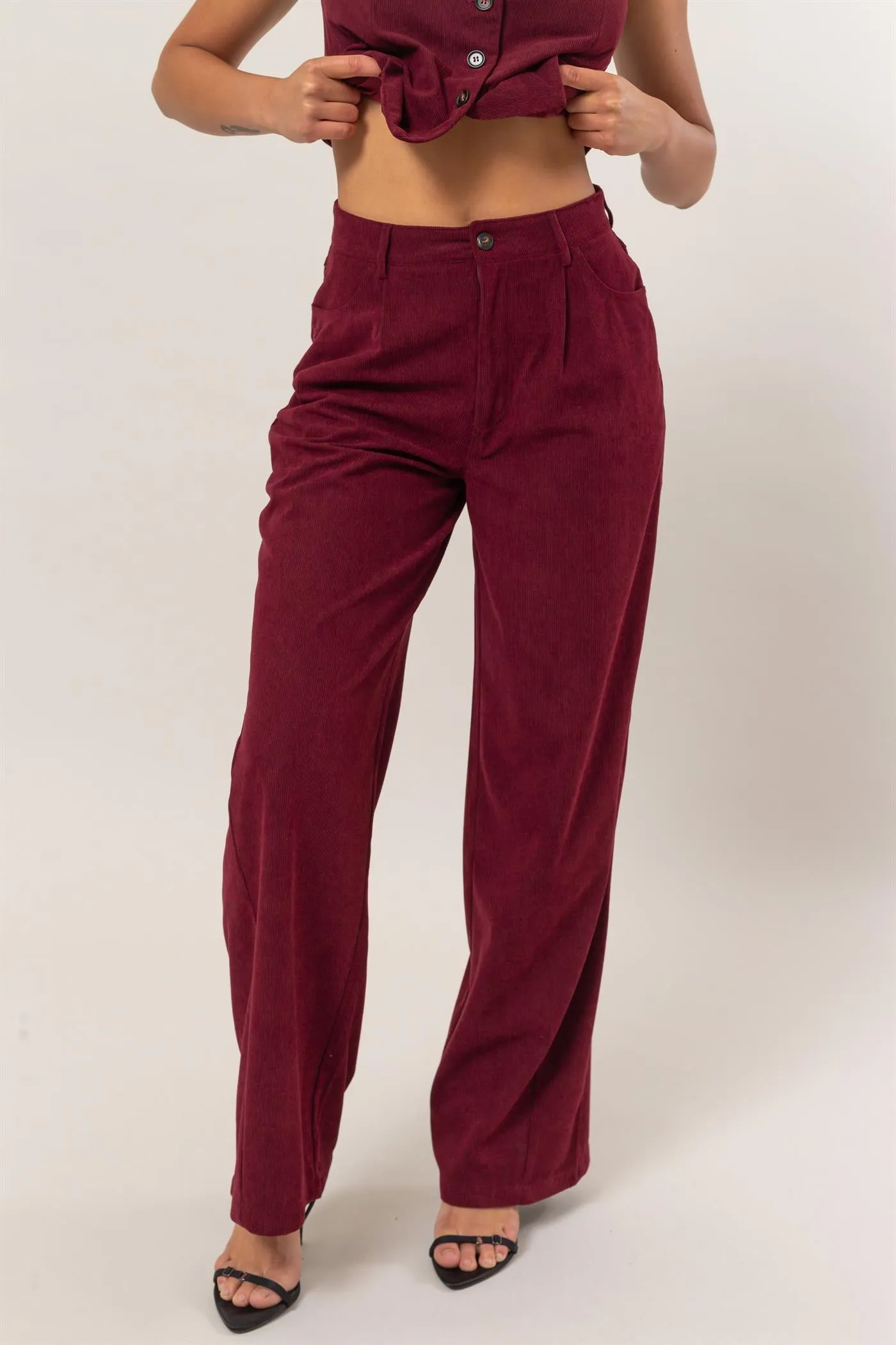 DZ24G009-SET-Corduroy Vest And Pants Two-Piece Set