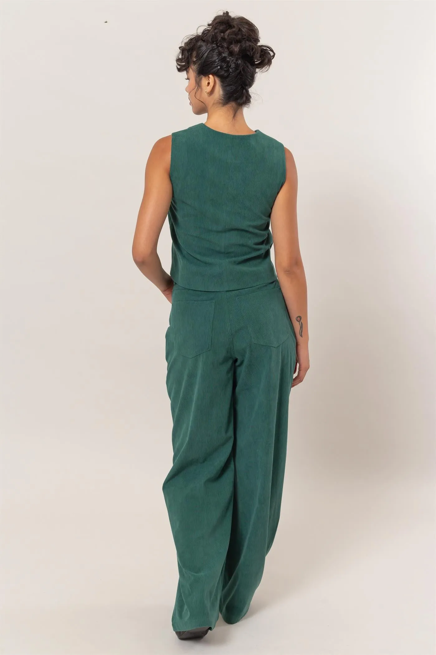 DZ24G009-SET-Corduroy Vest And Pants Two-Piece Set