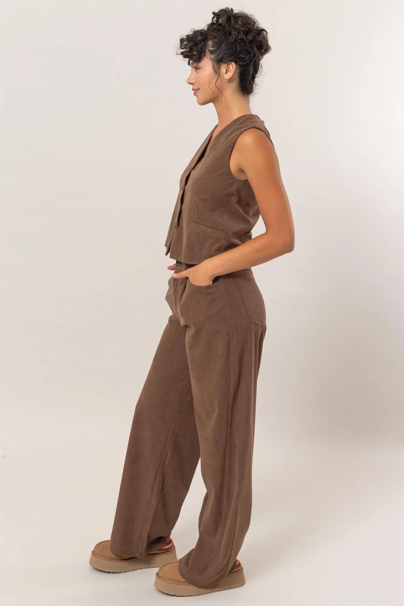 DZ24G009-SET-Corduroy Vest And Pants Two-Piece Set