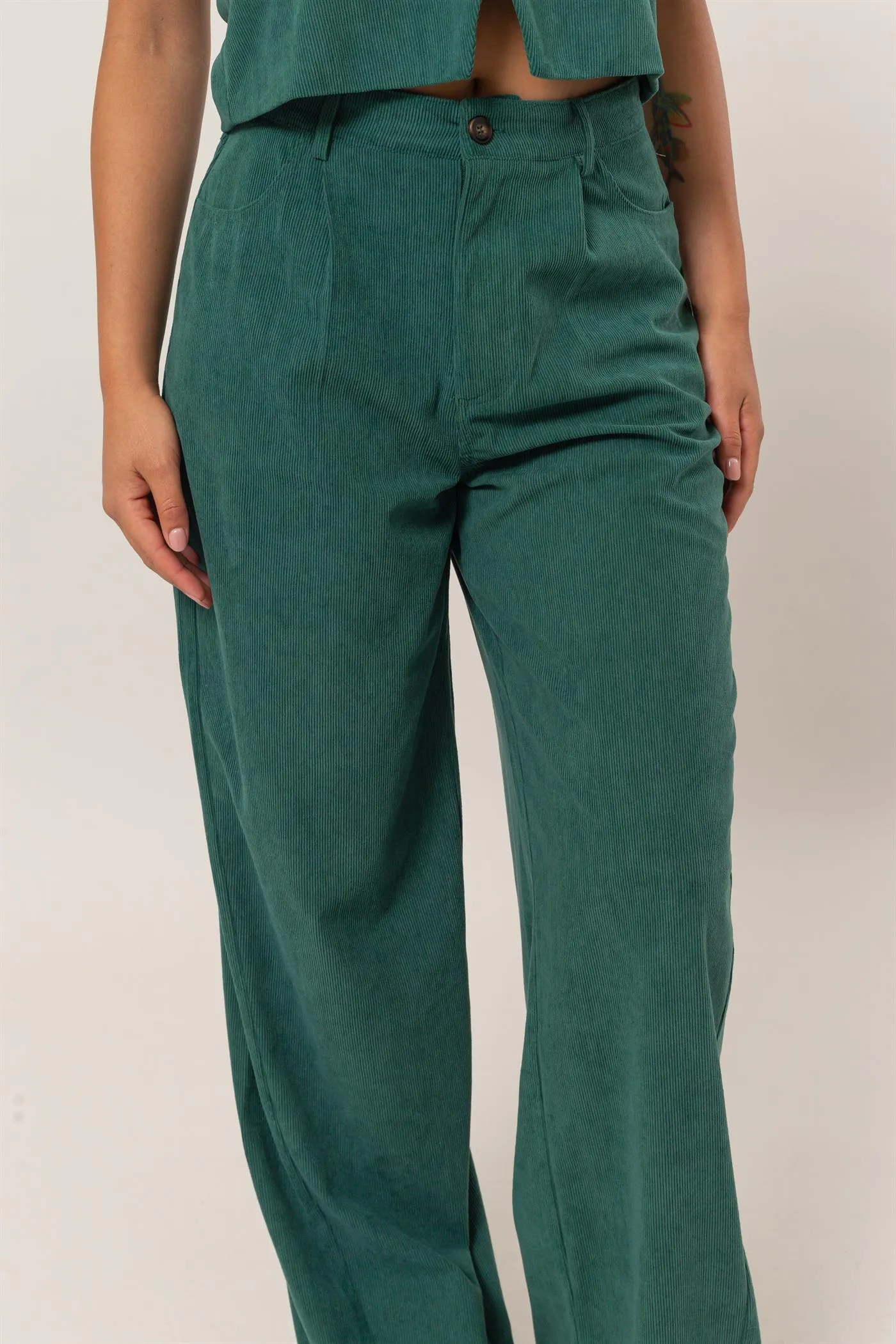 DZ24G009-SET-Corduroy Vest And Pants Two-Piece Set