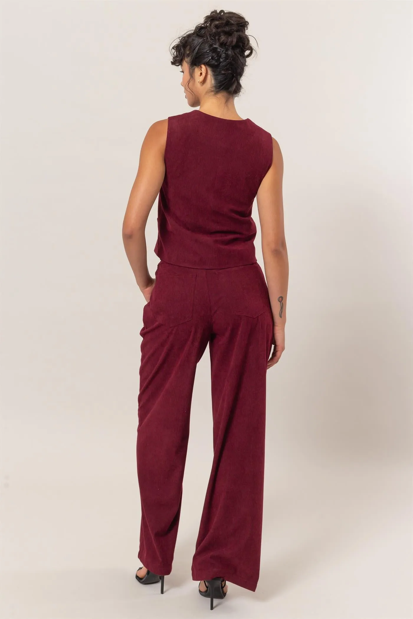 DZ24G009-SET-Corduroy Vest And Pants Two-Piece Set