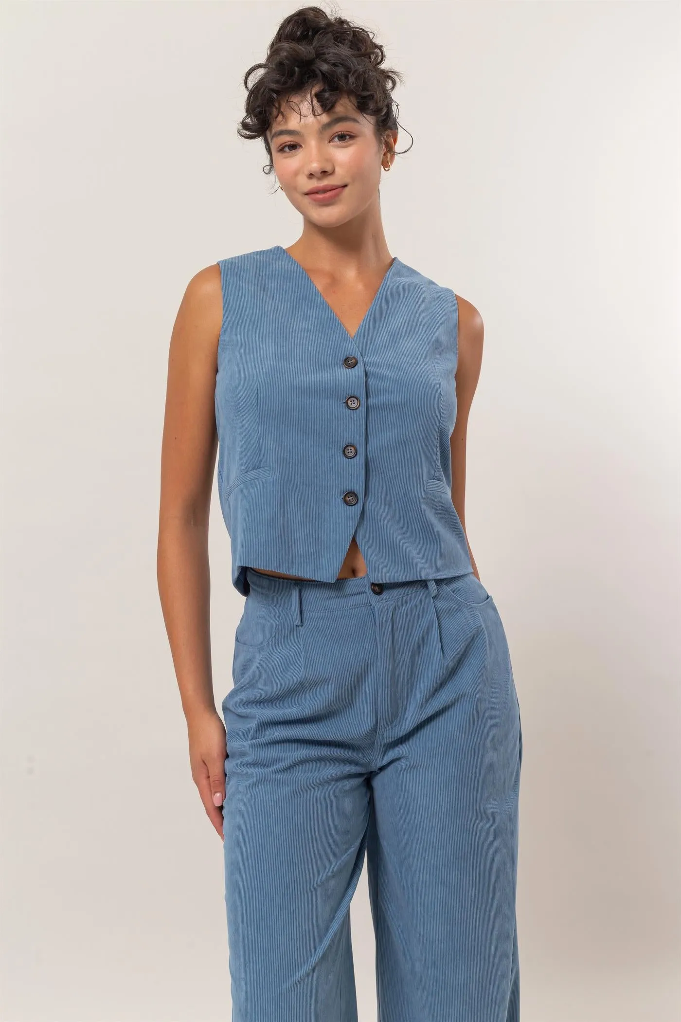 DZ24G009-SET-Corduroy Vest And Pants Two-Piece Set