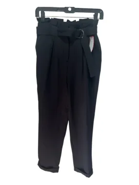 English Factory Size S Black Polyester High Waist Trouser Ruffle Waistband Pants