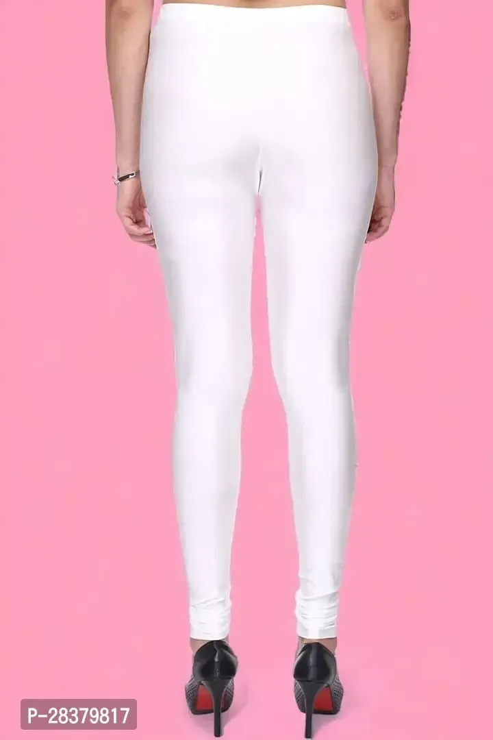 Fabulous White Lycra Solid Leggings For Women