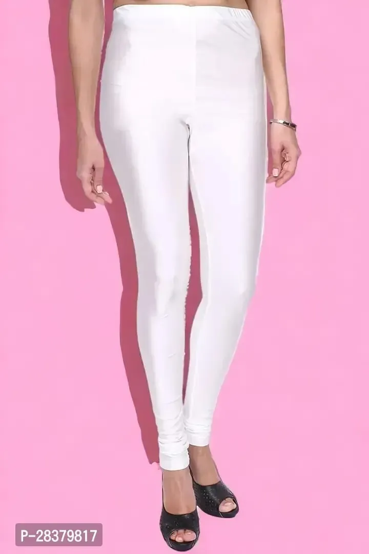 Fabulous White Lycra Solid Leggings For Women