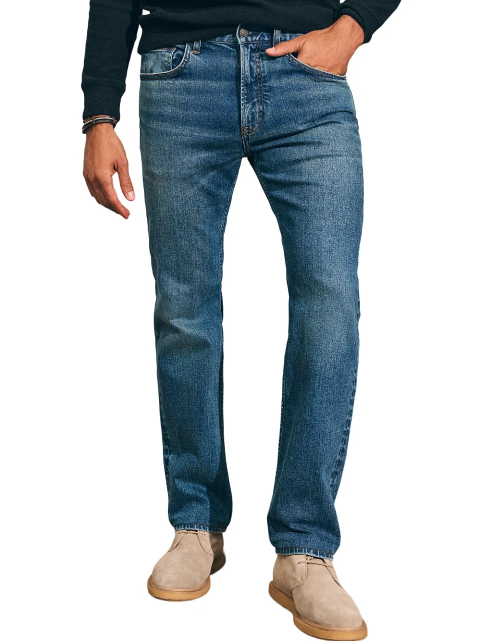 Faherty Organic Cotton Slim Straight Denim 32" in East Lake Wash