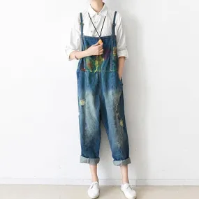 Fall oversized denim jumpsuits casual blue jeans denim outfits cute