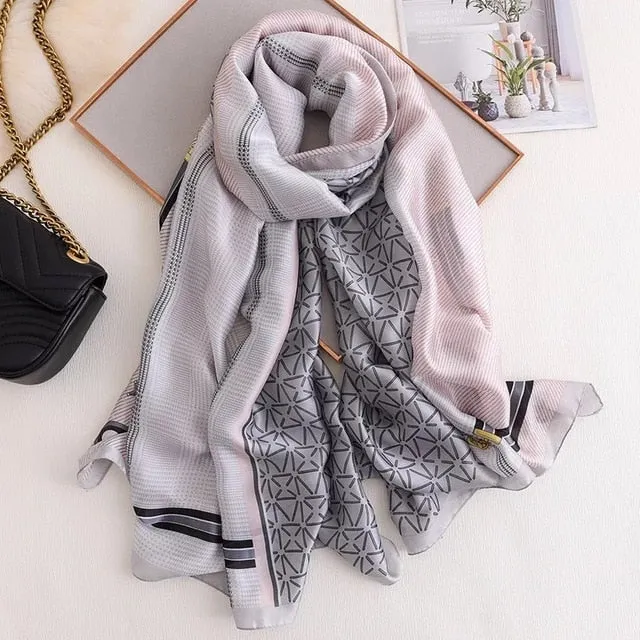 Fashion Silk Scarf Printed Bandana Shawl #LZ063