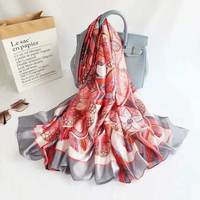 Fashion Silk Scarf Printed Bandana Shawl #LZ063