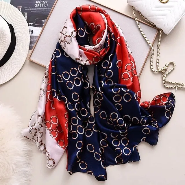 Fashion Silk Scarf Printed Bandana Shawl #LZ063