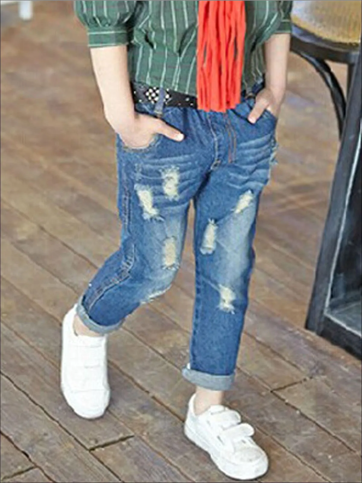 Fashionable Fades Distressed Cuffed Jeans