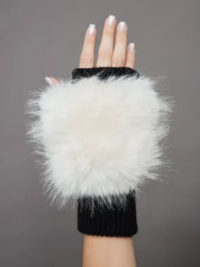 Faux Fox Knit Mittens - Ivory