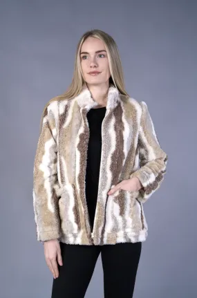 Faux Fur Stripe Sherpa Jacket