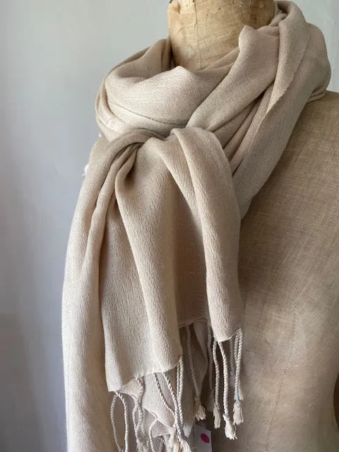 Fawn Cashmere & Silk Shawl