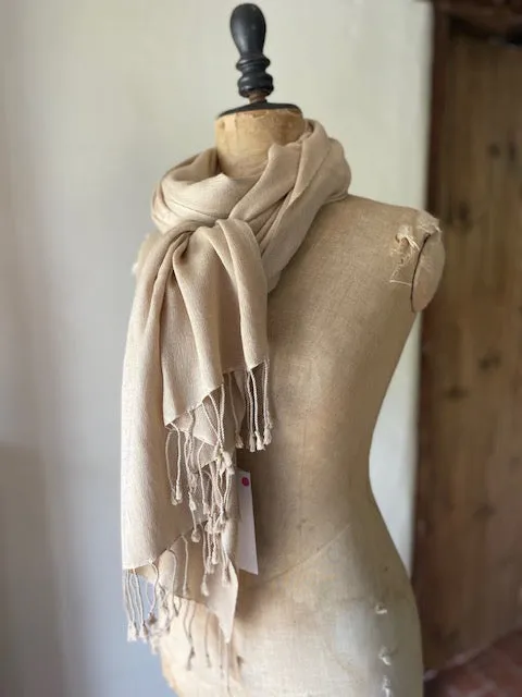 Fawn Cashmere & Silk Shawl