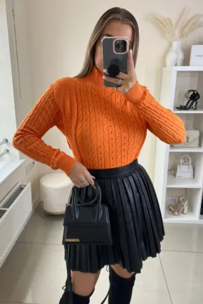 Fiona orange frill front knitted sweater