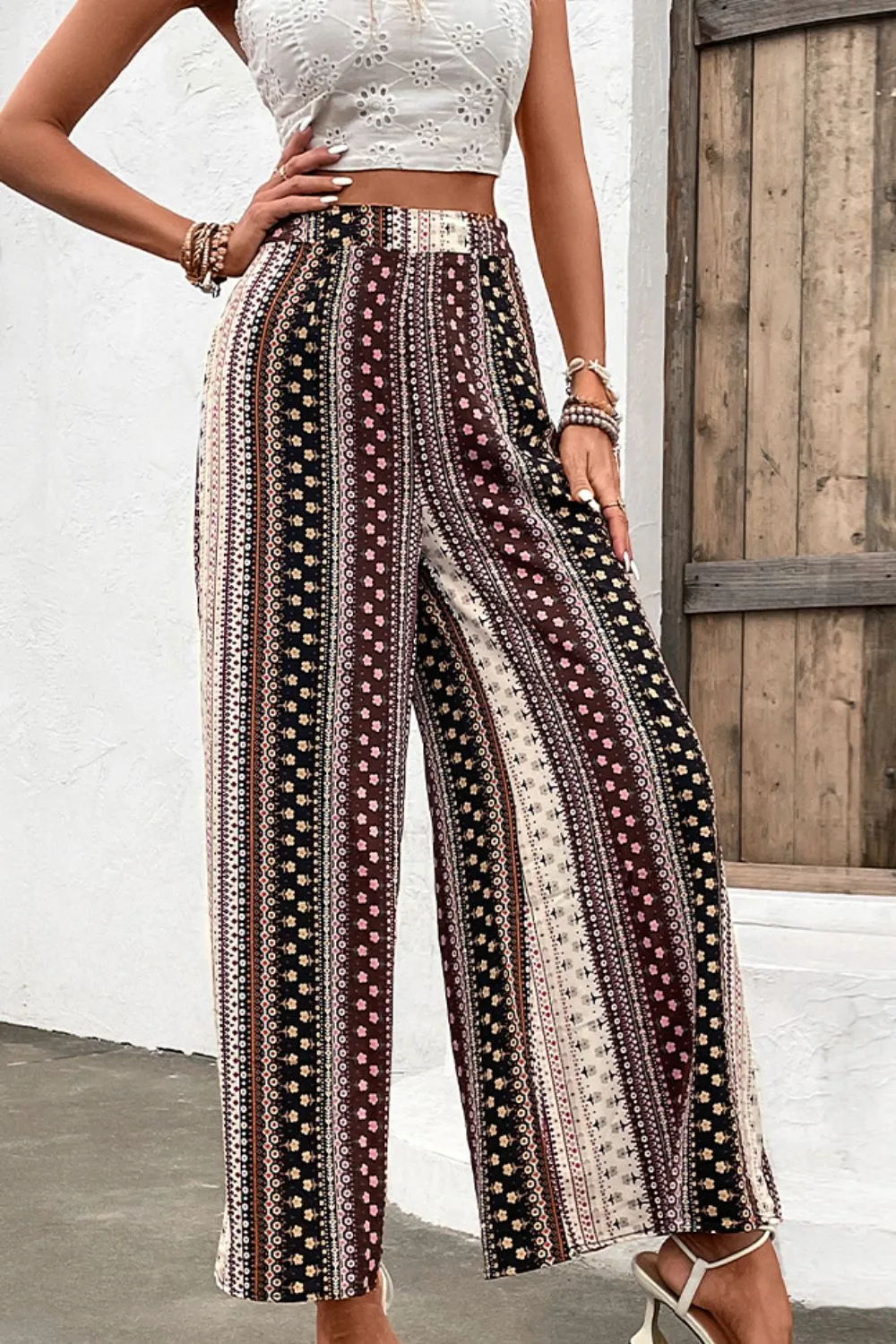 Floral High Waist Wide Leg Pants