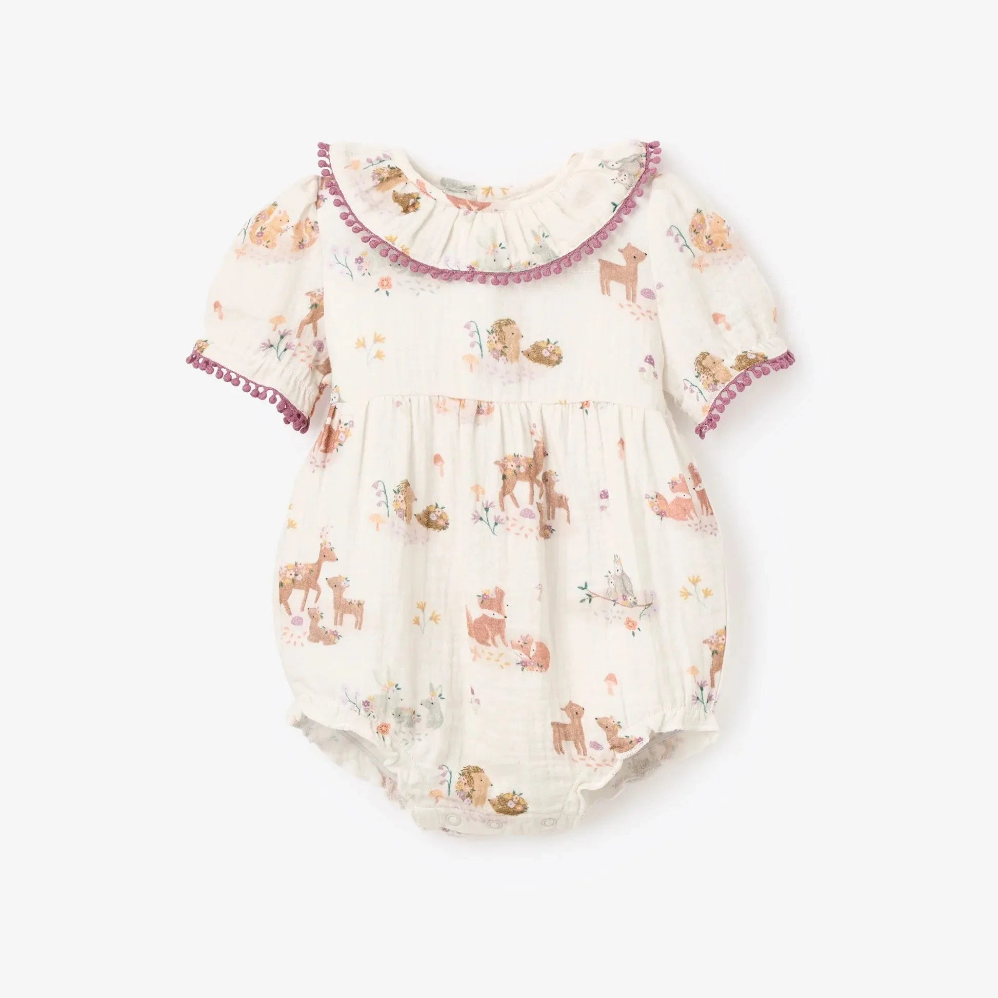 FOREST FAMILY ORGANIC MUSLIN BUBBLE ROMPER