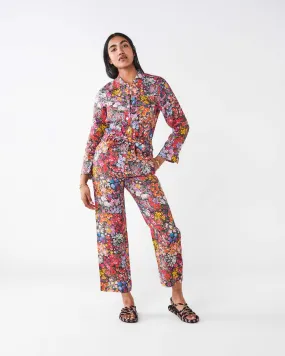 Forever Floral Black Linen Long Sleeve Jumpsuit