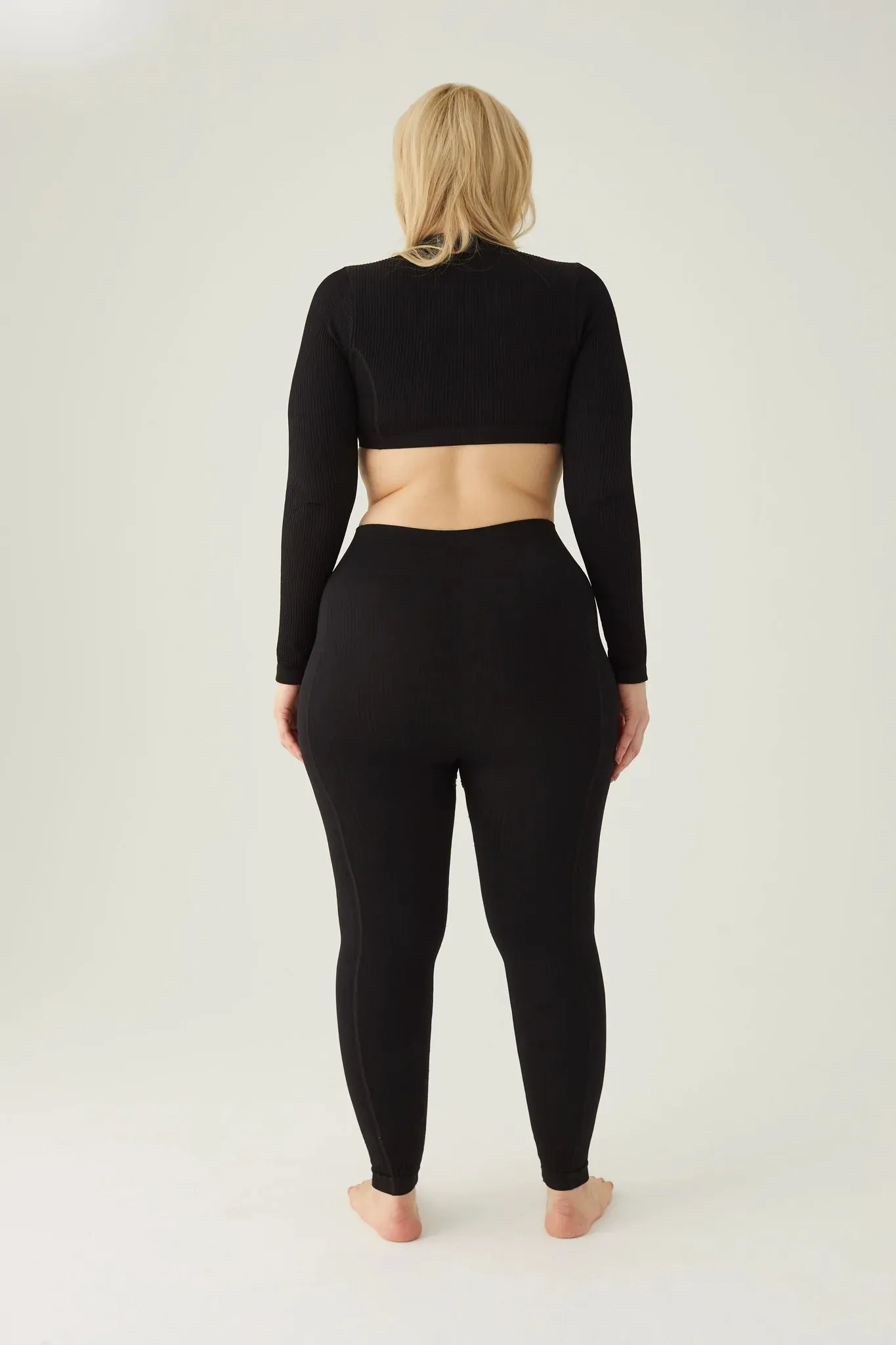 Form & Grace Seamless Ribbed Leggings With Contrast Zip Black