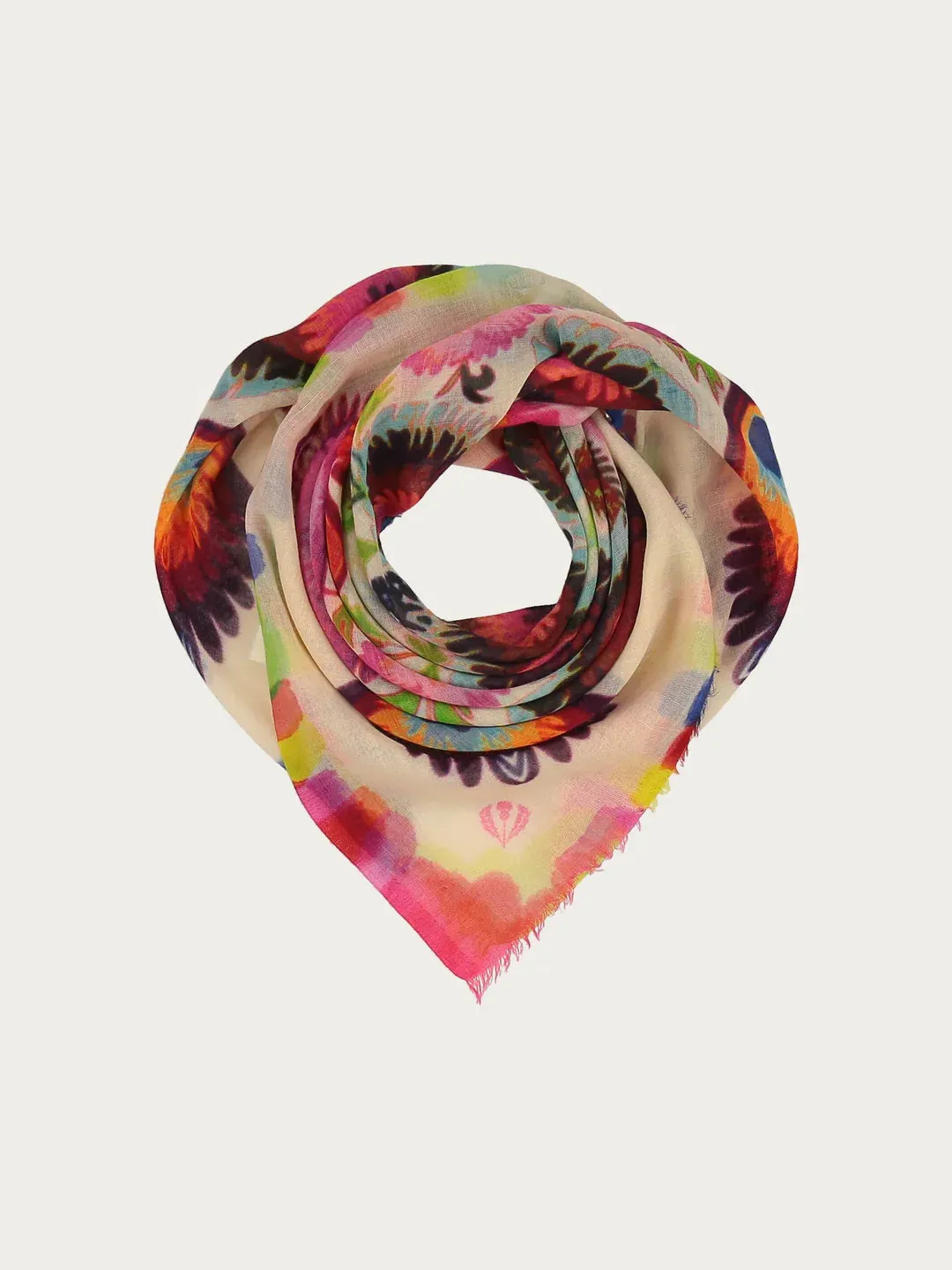 Fraas Scarf With Floral Design Made Of Pure Wool